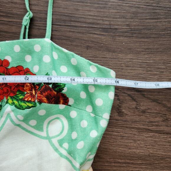 Caroline Constas Fruit Print Linen Blend Maxi Dress M Cottagecore Farmhouse Chic - Picture 9 of 9